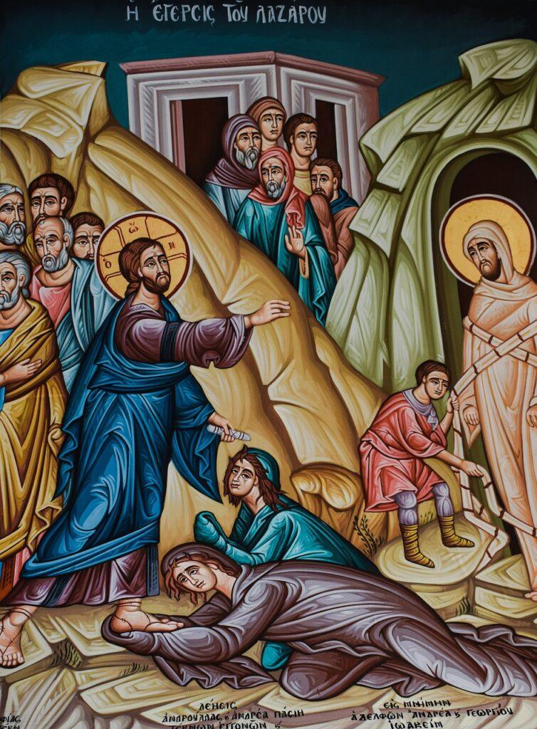 the raising of lazarus, iconography, painting