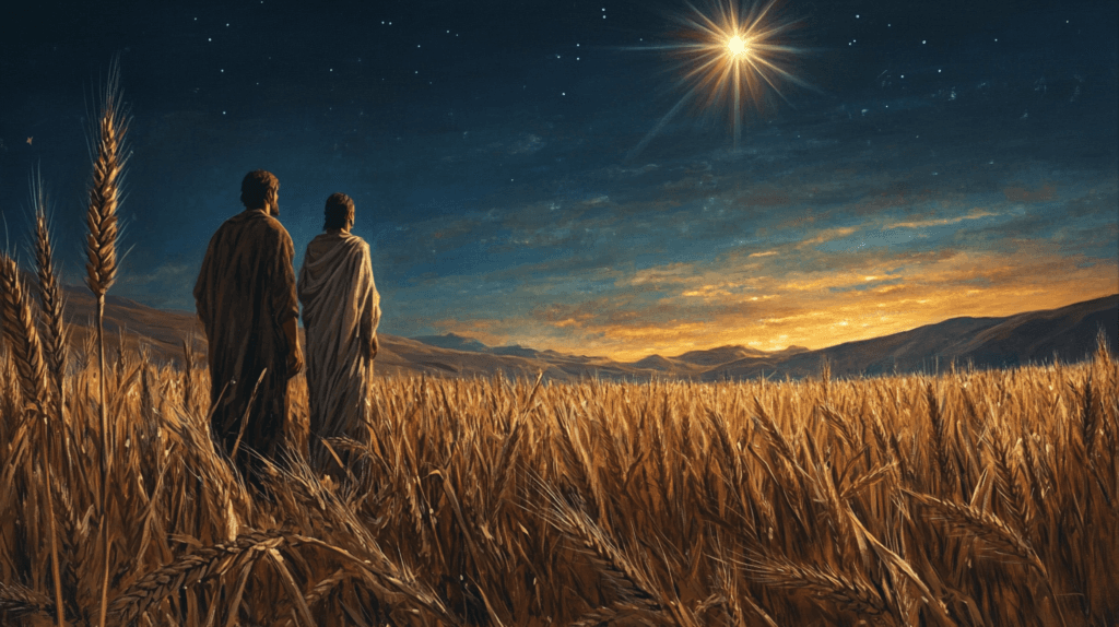 Diegon83 Boaz And Rute In A Serene Wheat Field At Dusk Their 08b51980 5d08 43a1 A1c5 842d9bad14b6 0