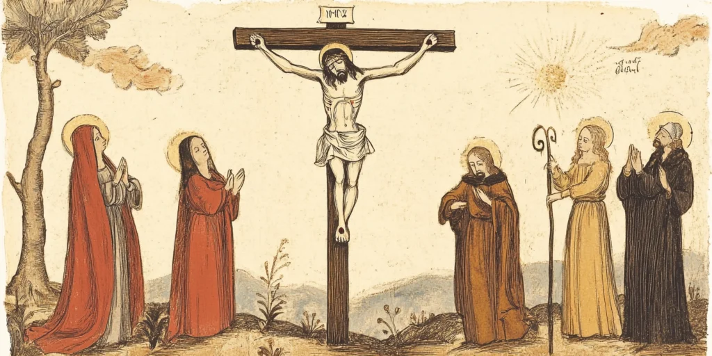 20250320 a renaissance style painting of jesus on the cross u3