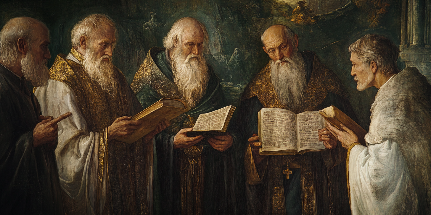 Diegon83 a gathering of church fathers depicted in an etherea c97b8273 c192 46f5 9939 77d932ef57ac 2