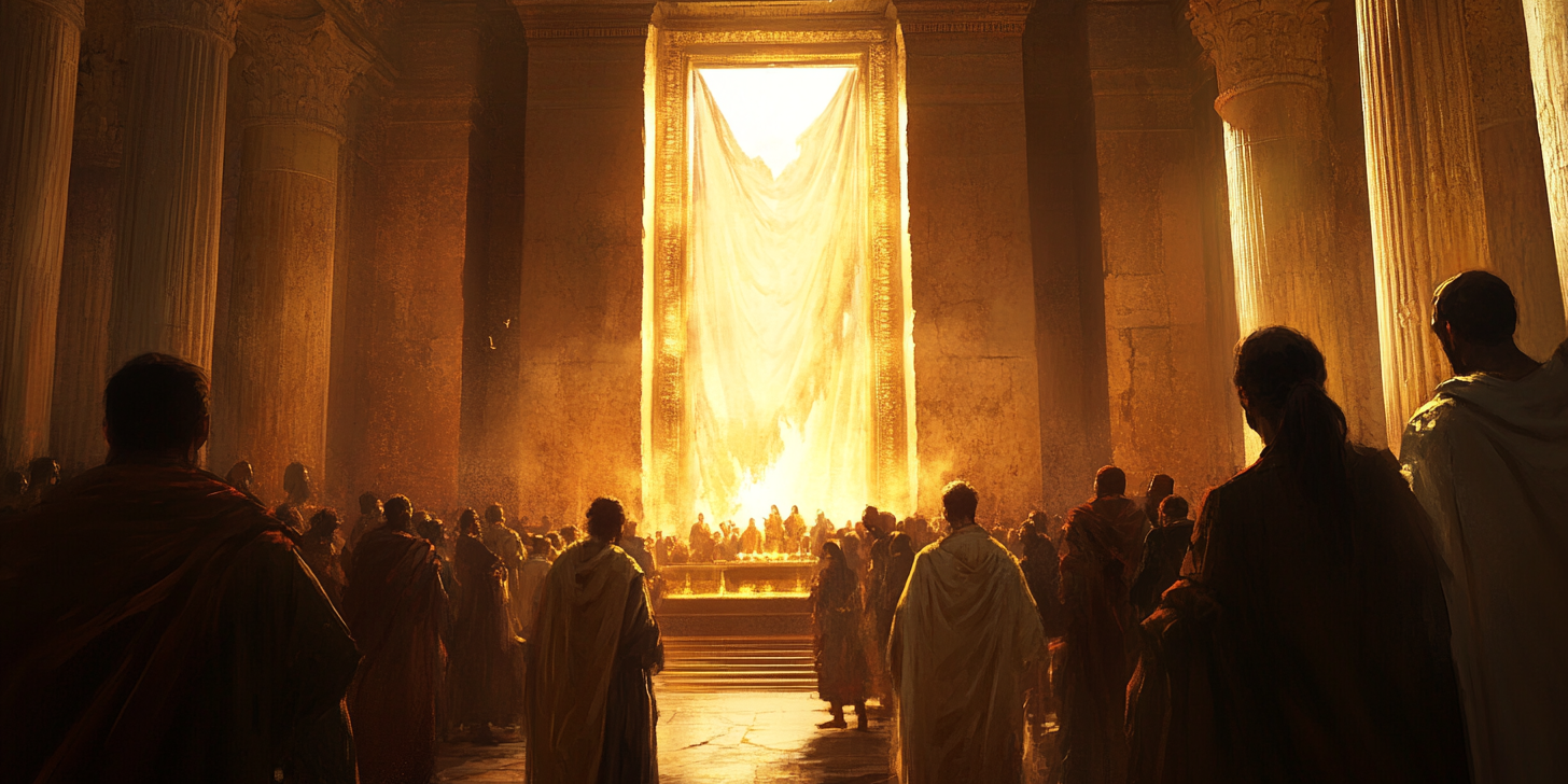 Diegon83 a powerful scene of a torn temple veil with people o 8dcad571 2805 4b1c a3aa 1e71d79e6bcf 3