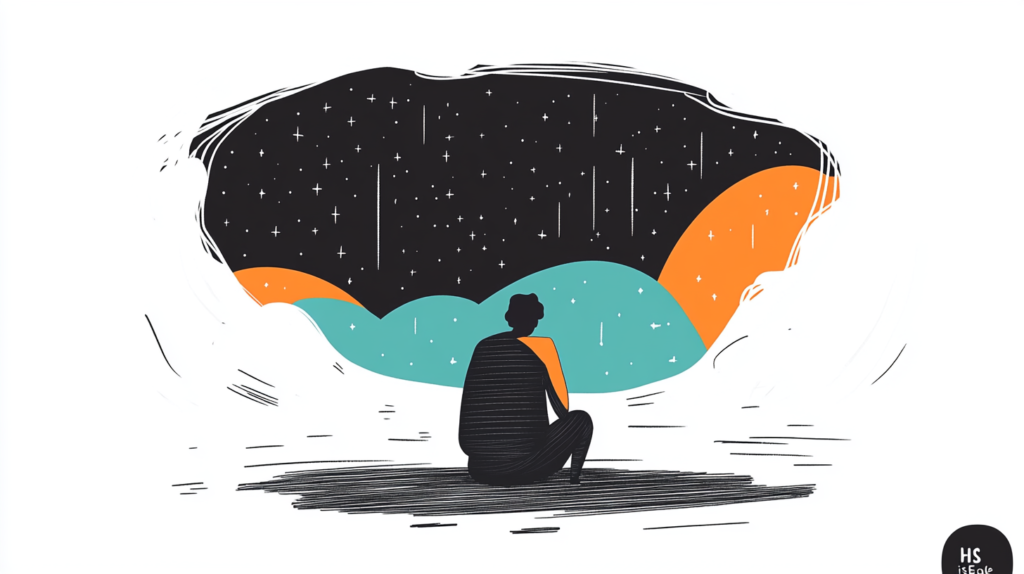 Diegon83 a small figure kneeling under a vast starry sky fill 279ef0b9 86da 4a6c 8eb4 c7ed061b122e 1