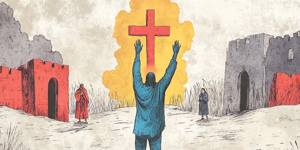 Diegon83 a symbolic depiction of a shadowy figure raising a h 816a2175 1099 4e09 a890 03c25554896d 2