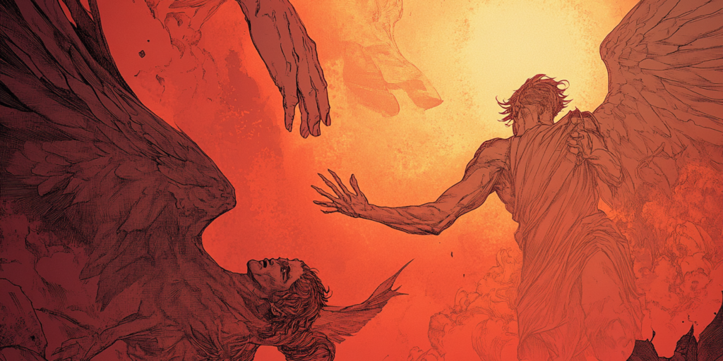 O Que é o "Fogo Eterno" Mencionado em Mateus 25:41? 9 Diegon83 comic panel a panel showing lucifer falling from hea 22c1179f 7c6c 4483 a41e 0518f2709beb 3