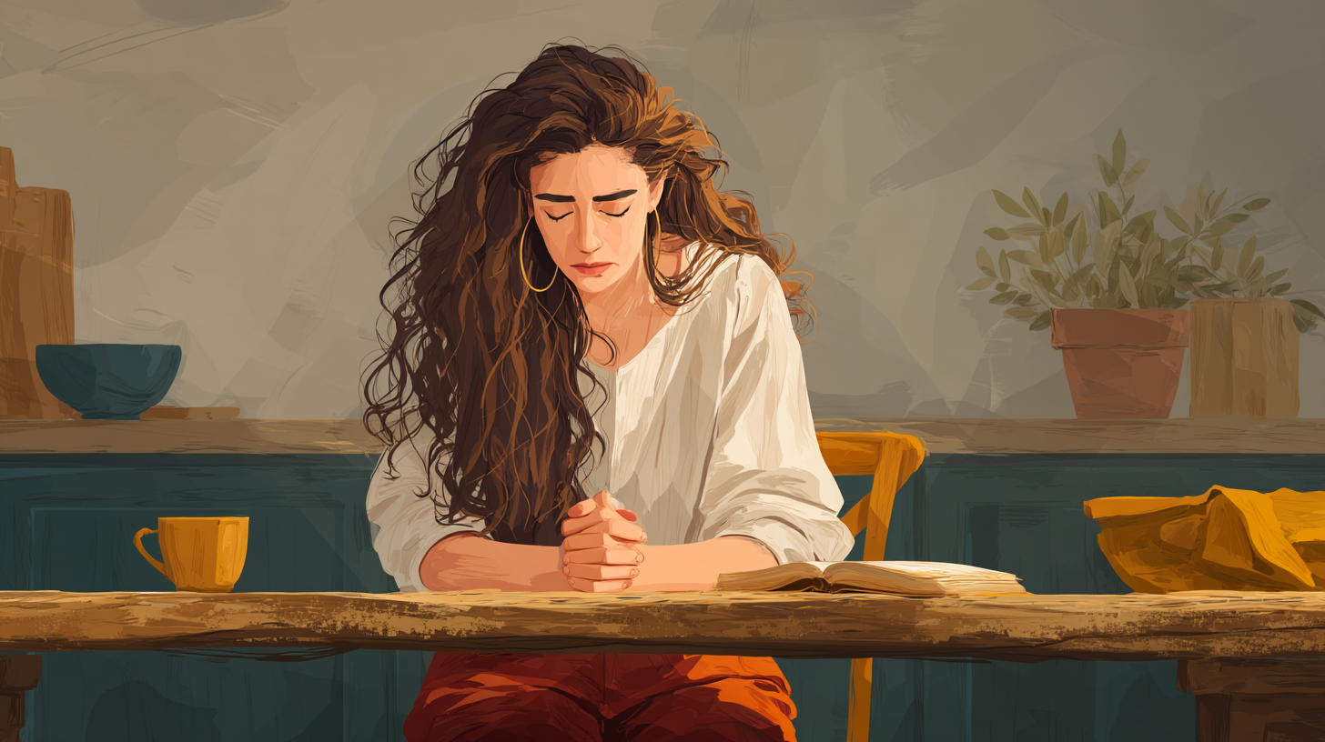 Diegon83 protestant inspired minimalist scene a woman sitting c913a166 8672 4d81 ac6f af0cdcd33887 1